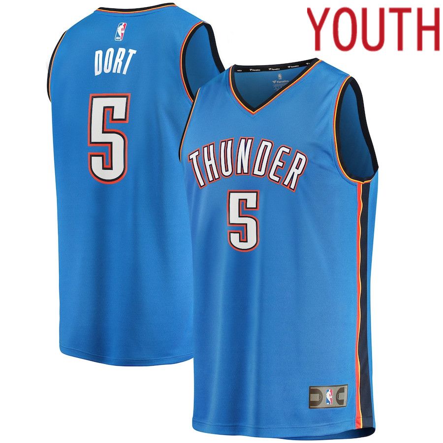 Youth Oklahoma City Thunder 5 Luguentz Dort Fanatics Branded Blue Fast Break Player NBA Jersey